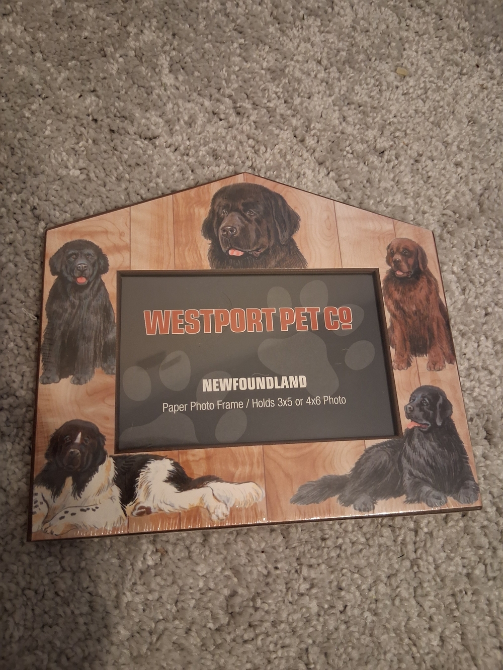 Westport Newfoundland Dog Photo Frame - Brown Wood Tone